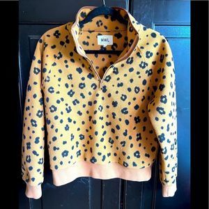 Madewell Make Weekends Longer 1/4 Zip Cheetah Print Fleece Pullover Size S